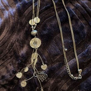 Lia Sophia SILVERTONE Charm Necklace with Heart and Hope Motifs